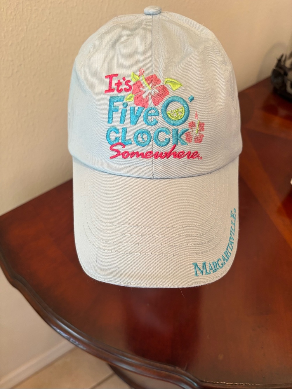 Margaritaville Light Blue Women’s  Embroidered ‘It’s Five O'Clock Somewhere' Cap